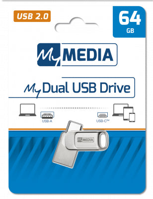 MyMedia MyDual USB 2.0 USB flash drive 64 GB USB Type-A / USB Type-C Silver