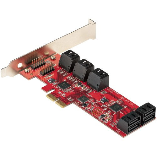 StarTech.com SATA PCIe Card - 10 Port PCIe SATA Expansion Card - 6Gbps - Low/Full Profile - Stacked SATA Connectors - ASM1062 Non-Raid - PCI Express to SATA Converter/Adapter
