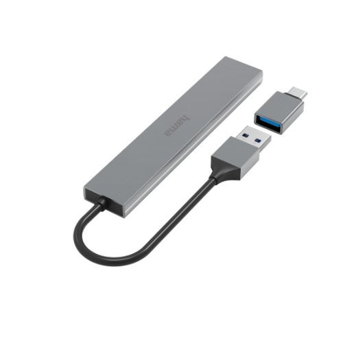 Hama 00200141 interface hub USB 3.2 Gen 1 (3.1 Gen 1) Type-A 5000 Mbit/s Grey
