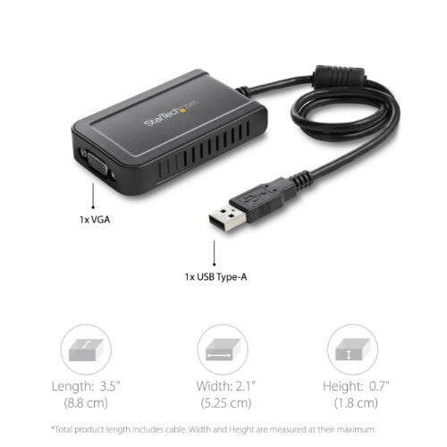 StarTech.com USB 2.0 to VGA Adapter, USB to VGA Monitor Converter for Windows, 1080p (no support for macOS/ChromeOS/Linux) - TAA