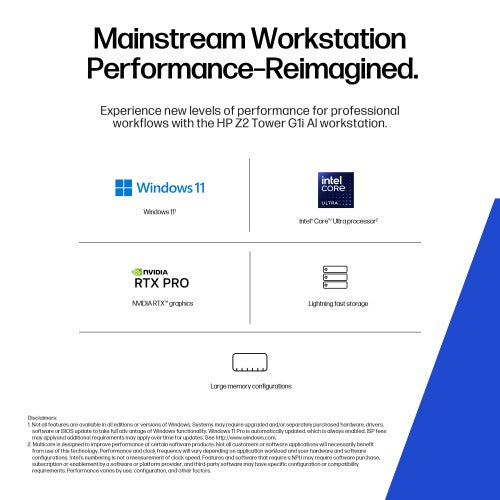 HP Z2 Tower G1i Intel Core Ultra 9 285K 64 GB DDR5-SDRAM 2 TB SSD NVIDIA RTX 4000 Ada Windows 11 Pro Workstation AI Workstation, AI PC Black