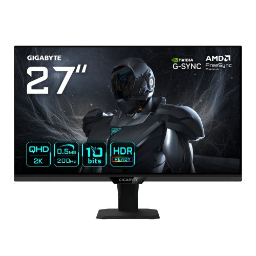 GIGABYTE G27Q20T 27” QHD Gaming Monitor - 2560 x 1440, 200Hz, 0.5ms, 350 cd/m², G-Sync Compatible, FreeSync Premium, HDR10, HDMI 2.0, Displayport 1.4