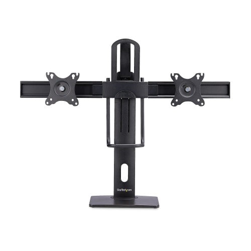 StarTech.com Crossbar Dual Monitor Desk Stand For Double 27-inch Screens, VESA Mount 75x75/100x100, Toolless Height Adjustment, Up To 13.2lb (6kg) Per Display