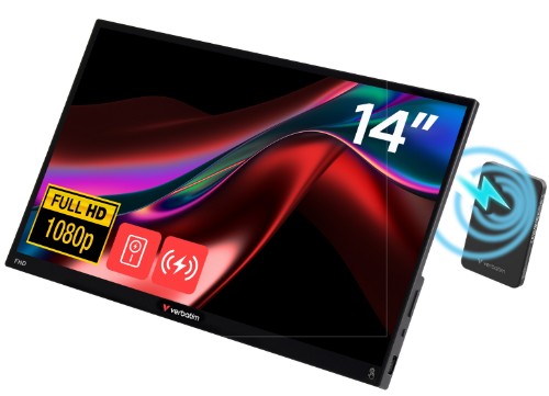 Verbatim Portable Touchscreen Monitor Light 14" Full HD 1080p & Wireless Power Supply
