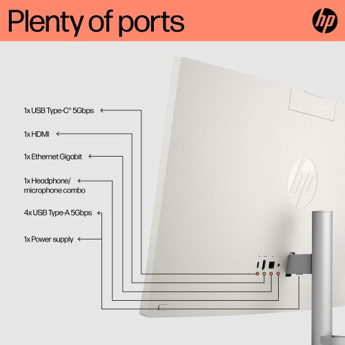 HP All-in-One 24-cr0003na AMD Ryzen™ 5 7520U 60.5 cm (23.8") 1920 x 1080 pixels All-in-One PC 8 GB LPDDR5-SDRAM 512 GB SSD Windows 11 Home Wi-Fi 6 (802.11ax) White
