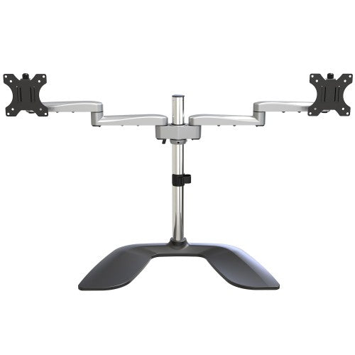 StarTech.com Dual Monitor Stand - Ergonomic Desktop Monitor Stand for up to 32" VESA Displays - Free-Standing Articulating Universal Computer Monitor Mount - Adjustable Height - Silver