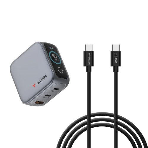 Verbatim Mini GaN Charger 65W with Display