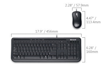 Microsoft Wired Desktop 600 keyboard Mouse included USB QWERTY UK English Black