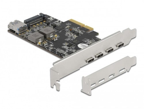 DeLOCK PCI Express x4 Card to 4 x USB Type-C + 1 x USB Type-A - SuperSpeed USB 10 Gbps - Low Profile Form Factor