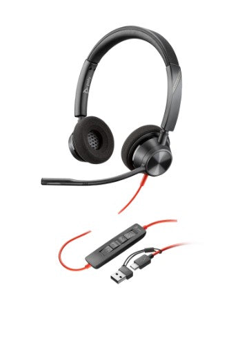 HP Poly Blackwire 3320 Stereo USB-C Headset +USB-C/A Adapter