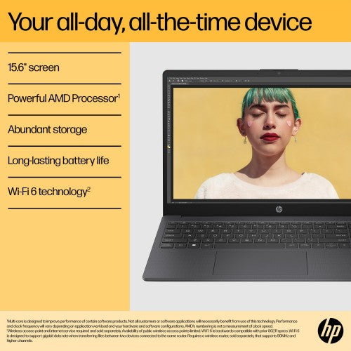 HP 15-fc0045na AMD Ryzen™ 3 7320U Laptop 39.6 cm (15.6") Full HD 8 GB LPDDR5-SDRAM 256 GB SSD Wi-Fi 6 (802.11ax) Windows 11 Home Black
