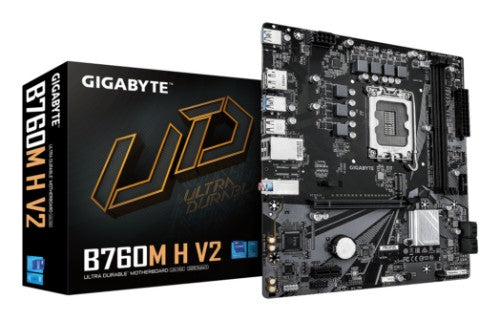GIGABYTE B760M H V2 Motherboard - Supports Intel Core 14th Gen CPUs, 5+1+1 Phases Digital VRM, up to 8000MHz DDR5 (O.C.), 1xPCIe 4.0 M.2, 1GbE LAN, USB 3.2 Gen1
