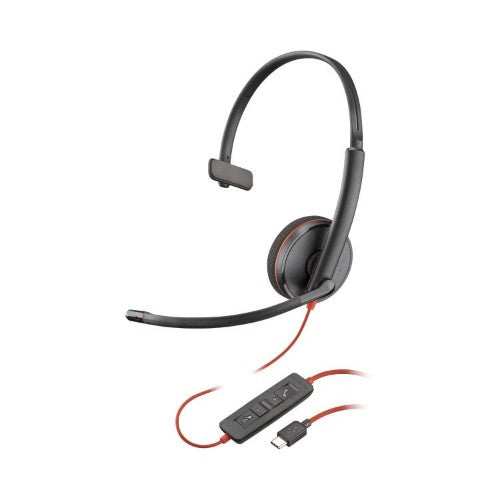 Poly Blackwire 3210 Monaural USB-C Headset +USB-C/A Adapter (Bulk)