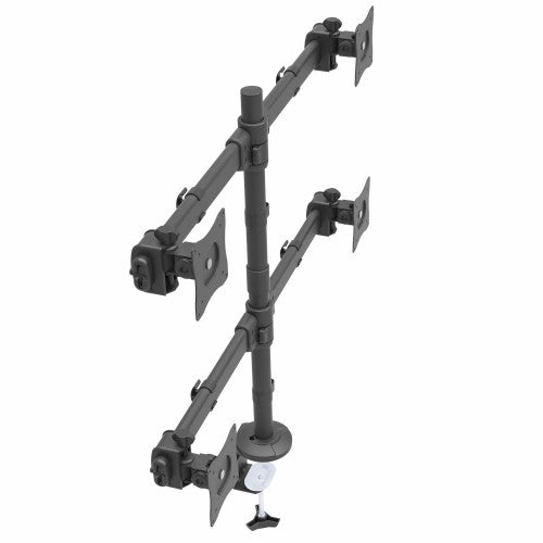 StarTech.com Desk Mount Quad Monitor Arm - Ergonomic VESA 4 Monitor Mount 2x2 up to 27" - Articulating & Height Adjustable Pole Mount - Tilt/Swivel/Rotate LCD/LED Screen - Desk Clamp/Grommet