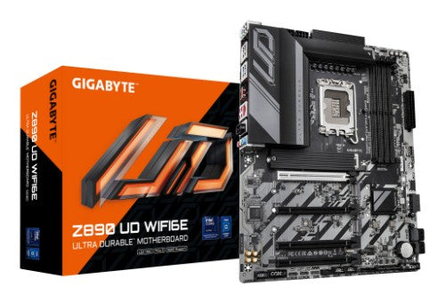 GIGABYTE Z890 UD WIFI6E Motherboard - Supports Intel Core Ultra (Series 2) CPUs, 12+1+2 phases VRM, up to 8800MHz DDR5 (OC), 1xPCIe 5.0 + 2xPCIe 4.0, Wi-Fi 6E, 2.5GbE LAN, USB 4