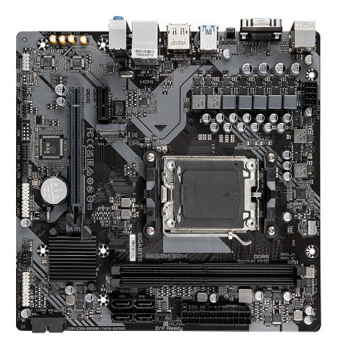 GIGABYTE B650M S2H Motherboard - AMD Ryzen 9000 Series CPUs, 5+2+2 Phases VRM, up to 6400MHz DDR5 (OC), 1xPCIe 4.0 M.2, GbE LAN, USB 3.2 Gen 1