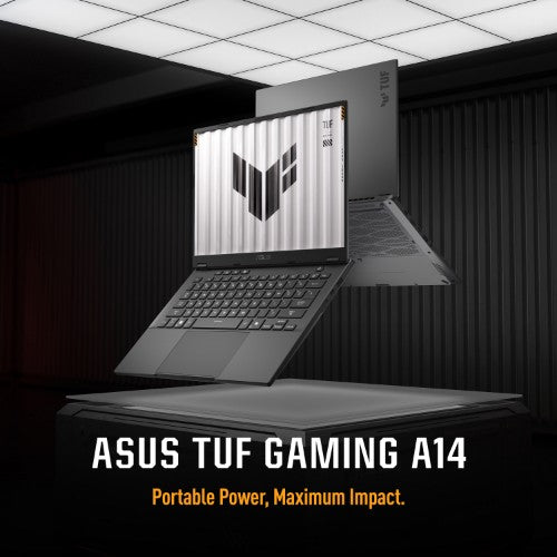 ASUS TUF Gaming A14 FA401GM-RG005W AMD Ryzen AI 9 465 Laptop 35.6 cm (14") WQXGA 16 GB LPDDR5x-SDRAM 1 TB SSD NVIDIA GeForce RTX 5060 Wi-Fi 6E (802.11ax) Windows 11 Home Black, Grey