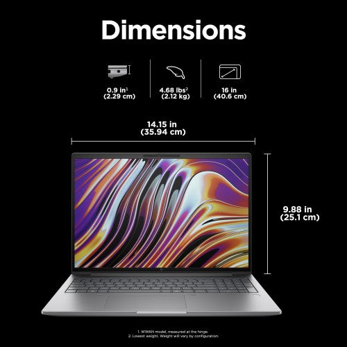 HP ZBook Power G11 A AMD Ryzen™ 7 8845HS Mobile workstation 40.6 cm (16") WQXGA 32 GB DDR5-SDRAM 1 TB SSD NVIDIA RTX 2000 Ada Wi-Fi 6E (802.11ax) Windows 11 Pro AI PC, AI Workstation Silver