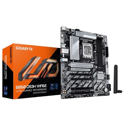 GIGABYTE B860 DS3H WIFI6E Motherboard - Intel Core Ultra Series CPUs, 8+1+2+2 Phases VRM, up to 9066MHz DDR5, 1xPCIe 5.0 + 1xPCIe 4.0 M.2, 2.5GbE LAN, WIFI 6E, USB 3.2 Gen 2x2