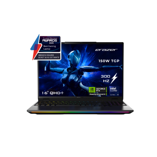 ERAZER Beast 16 X10 (MD 600064) UK Intel Core Ultra 9 290HX Plus Laptop 40.6 cm (16") Quad HD+ 32 GB DDR5-SDRAM 1 TB SSD NVIDIA GeForce RTX 5080 Wi-Fi 7 (802.11be) Windows 11 Home Black