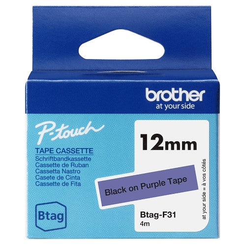 Brother BTAG-F31 DirectLabel-etikettes black on violet 12mm x 4m for Brother Btag 12mm