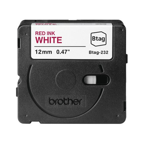 Brother BTAG-232 DirectLabel-etikettes red on white 12mm x 4m for Brother Btag 12mm