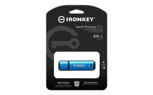 Kingston Technology IronKey 64GB USB-C Vault Privacy 50C AES-256 Encrypted, FIPS 197