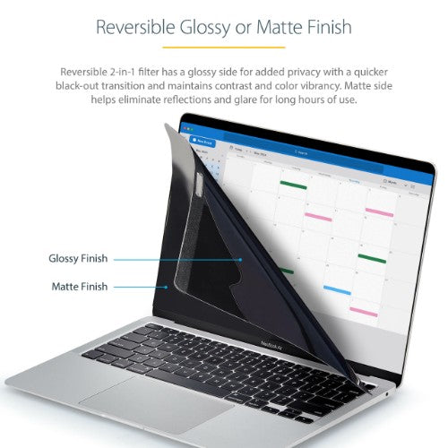StarTech.com Laptop Privacy Screen for 13 inch MacBook Pro & MacBook Air - Magnetic Removable Security Filter - Blue Light Reducing Screen Protector 16:10 - Matte/Glossy - +/-30 Degree