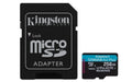 Kingston Technology 256GB microSDXC Canvas Go Plus Gen4 200MB/s A2 U3 V30 Card + Adapter