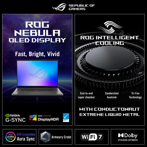 ASUS ROG Zephyrus G14 GA403GM-SY118W AMD Ryzen AI 9 465 Laptop 35.6 cm (14") 3K 16 GB LPDDR5x-SDRAM 1 TB SSD NVIDIA GeForce RTX 5060 Wi-Fi 7 (802.11be) Windows 11 Home Grey