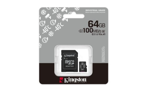 Kingston Technology 64GB microSDXC Industrial C10 A1 pSLC Card + SD Adapter
