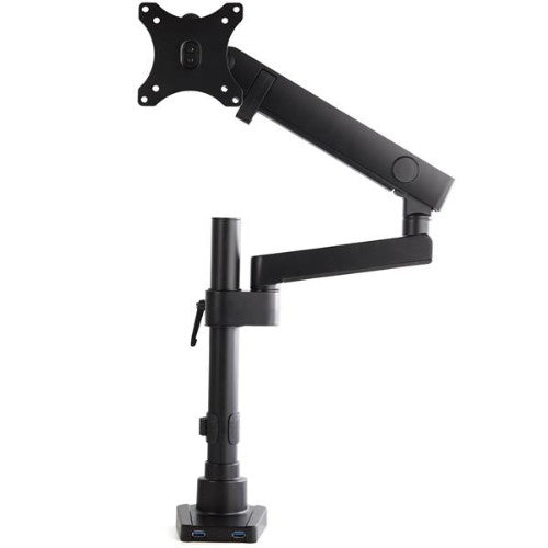 StarTech.com Desk Mount Monitor Arm with 2x USB 3.0 Ports, Full Motion Single Monitor Mount, up to 34" (17.6lb/8kg) VESA Display, Clamp/Grommet Mount, Mechanical Spring