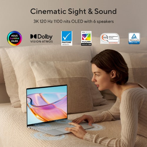 ASUS Zenbook S16 UM5606GA-SR040W Copilot+ PC AMD Ryzen™ AI 7 445 Laptop 40.6 cm (16") Touchscreen 3K 32 GB LPDDR5x-SDRAM 1 TB SSD Wi-Fi 7 (802.11be) Windows 11 Home White