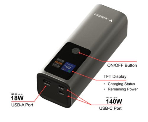 Verbatim Charge 'n' Go Power Bank 27000mAh 183W Grey