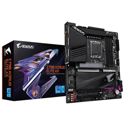 GIGABYTE Z790 AORUS ELITE AX Motherboard - Supports Intel Core 14th CPUs, 16*+2+１ Phases Digital VRM, up to 7600MHz DDR5 (OC), 4xPCIe 4.0 M.2, Wi-Fi 6E, 2.5GbE LAN, USB 3.2 Gen 2x2
