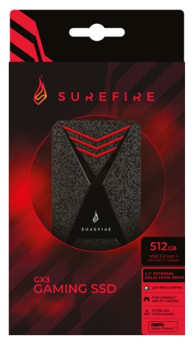 SureFire Gaming 512 GB Black, Grey