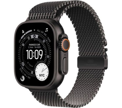 Apple Watch Ultra 3 GPS + Cellular 49mm Black Titanium Case with Black Titanium Milanese Loop - Medium