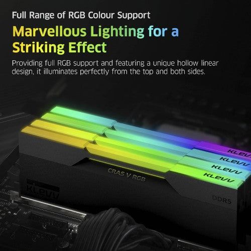 Klevv 32GB (2x16GB) 6400MHz CL32 DDR5 GAMING RAM MODULE 32-38-38-78 1.35V CRAS V RGB KIT
