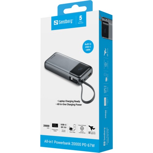 Sandberg All-in1 Powerbank 20000 PD 67W