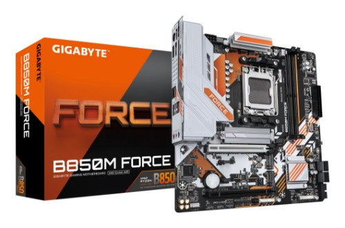 GIGABYTE B850M FORCE Motherboard - AMD Ryzen 9000 Series CPUs, 8+2+2 Phases Digital VRM, up to 9600MHz DDR5 (OC), 1xPCIe 5.0 + 2xPCIe 4.0 M.2, 2.5 GbE LAN, USB 3.2 Gen 2