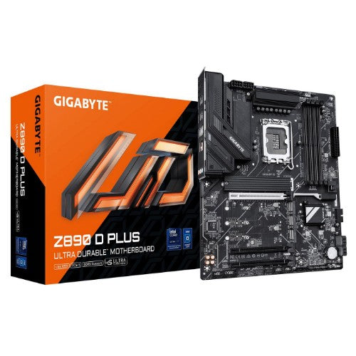 GIGABYTE Z890 D PLUS Motherboard - Supports Intel Core Ultra (Series 2) CPUs, 12+1+2 phases VRM, up to 9466MHz DDR5 (OC), 1xPCIe 5.0 M.2 + 3xPCIe 4.0 M.2, 2.5GbE LAN, USB 3.2 Gen 2