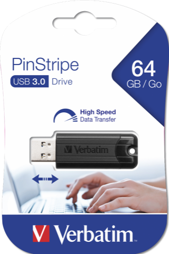 Verbatim PinStripe 3.0 - USB 3.0 Drive 64 GB  - Black