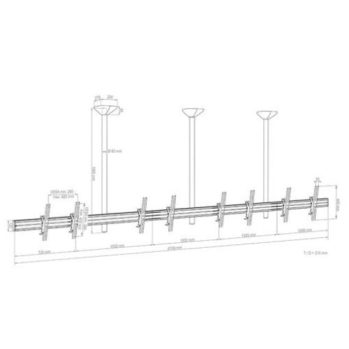 Hagor 3314 monitor mount / stand 165.1 cm (65") Ceiling Black
