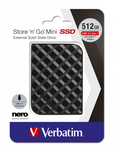 Verbatim Store 'n' Go Mini SSD USB 3.2 Gen 1 512GB Black