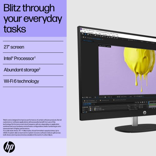 HP All-in-One 27-cr0045na Intel® Core™ i5 i5-1334U 68.6 cm (27") 1920 x 1080 pixels All-in-One PC 8 GB DDR4-SDRAM 512 GB SSD Windows 11 Home Wi-Fi 6 (802.11ax) White