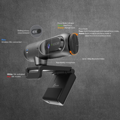 j5create JVU302 2K AI-Powered Webcam with Auto-Focus
