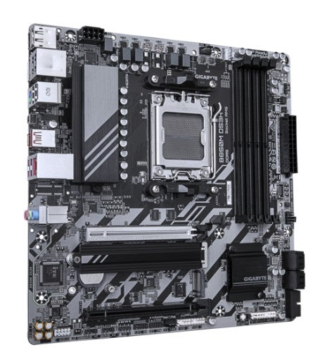 GIGABYTE B850M DS3H Motherboard - AMD Ryzen 9000 Series CPUs, 16+2+2 Phases Digital VRM, up to 8200MHz DDR5 (OC), 1xPCIe 5.0 + 1xPCIe 4.0 M.2, 2.5 LAN, USB 3.2 Gen 2