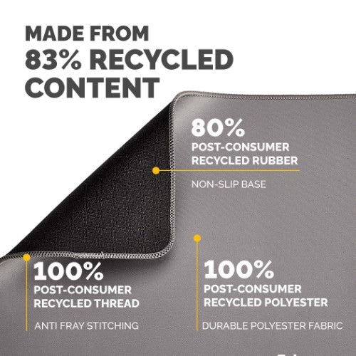 Fellowes Breyta XL Mouse Mat with Non-Slip Base XL Mouse Pad with Antibacterial Protection Grey