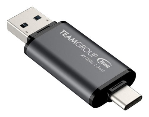 Team Group X1 USB 3.2 Gen1 USB flash drive 128 GB USB Type-A / USB Type-C 3.2 Gen 1 (3.1 Gen 1) Black, Grey