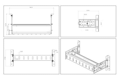 Digitus 482.6 mm (19") rack-mount DIN rail panel, 4U